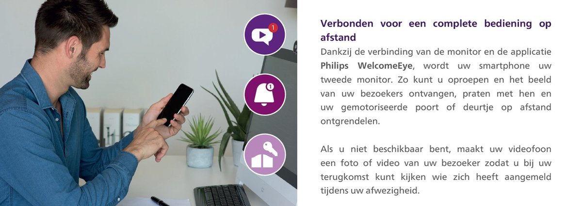 Philips videodeurbel WelcomeEye Wireless draadloos - te koppelen met smartphone