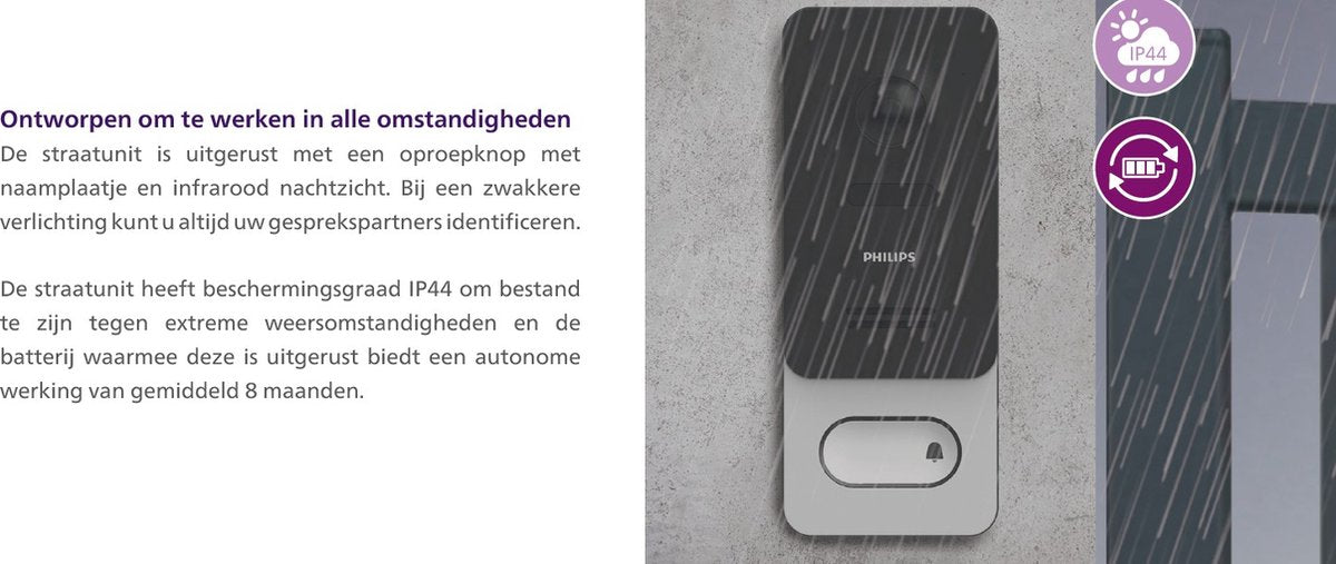 Philips videodeurbel WelcomeEye Wireless draadloos - te koppelen met smartphone