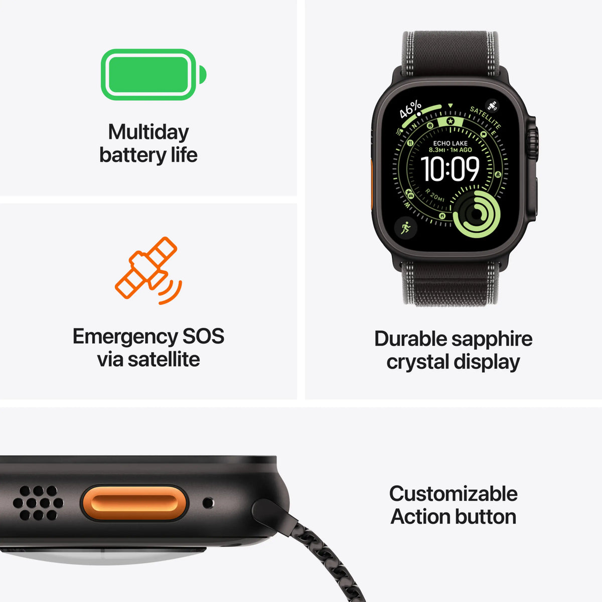Apple Watch Ultra 3 - Wifi + 5G - 49mm - Black Titanium Case with Black Ocean Band