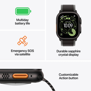 Apple Watch Ultra 3 - Wifi + 5G - 49mm - Black Titanium Case with Black Ocean Band