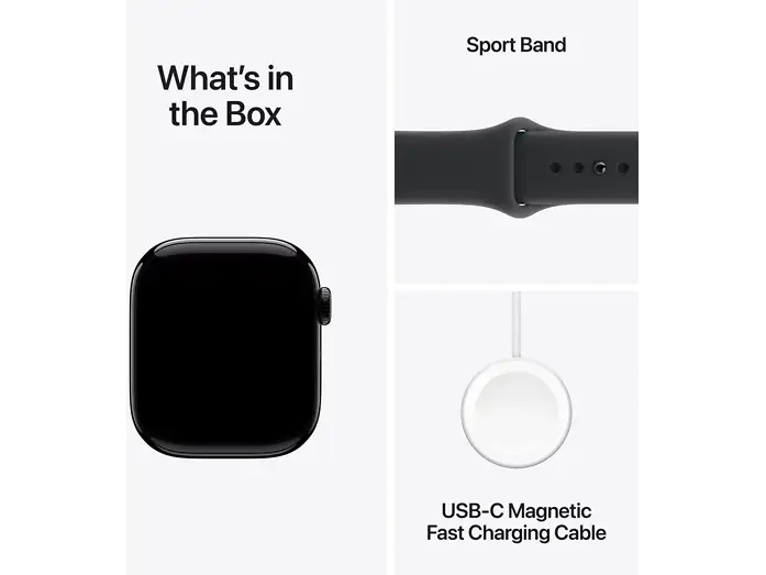 Apple Watch 11 - Wifi + 5G - 42mm - Jet Black Aluminium Case with Black Sport Band - S/M
