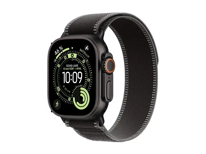 Apple Watch Ultra 3 - Wifi + 5G - 49mm - Black Titanium Case with Black/Charcoal Trail Loop - S/M