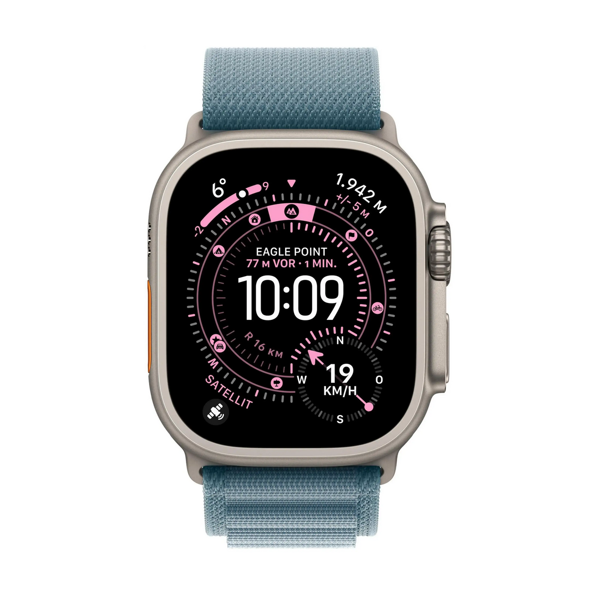 Apple Watch Ultra 3 - Wifi + 5G - 49 mm - Natural Titanium Case with Light Blue Alpine Loop - Large