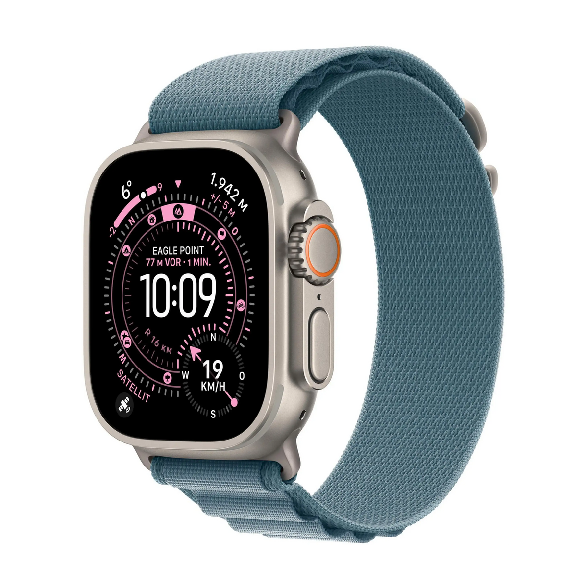 Apple Watch Ultra 3 - Wifi + 5G - 49 mm - Natural Titanium Case with Light Blue Alpine Loop - Large