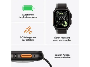 Apple Watch Ultra 3 - Wifi + 5G - 49mm - Black Titanium Case with Black/Charcoal Trail Loop - S/M